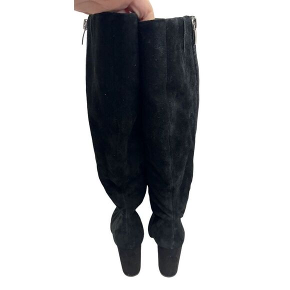 Nine West Tall Boots Size 6.5 Womens Black Leather Upper Side Zip Block Heel - Picture 5 of 6